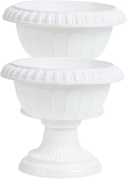 MERRYHAPY 2PCS Vintage Roman Flower Pot European Style Decorative Urn Planter for Front Door and Wedding Decor Durable Plastic Container for Silk and Dried Flowers