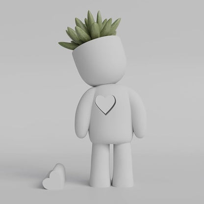 Heartfelt Character Planter - 3D Printed Succulent Pot | Cute Minimalist Design for Home and Office Decor
