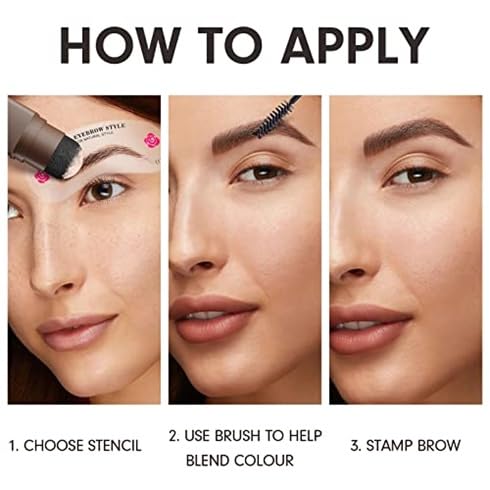 Eyebrow Stamp Stencil Kit - Eye Brow Stencil Kits with Eyebrow Blush, Long-lasting Waterproof & Smudge-Proof Eyebrow Shaping Kit with 24 Reusable Eyebrow Stencils for Perfect Brow(Dark Brown)