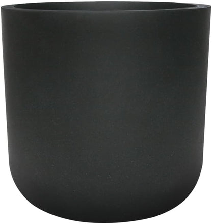 11 Inch Modern Cylinder Planters for Outdoor Indoor Plants, Plastic Pots for Plants with Drainage Hole and Rubber Plug, Plant Pots Indoor for Home Garden Patio Office, Cylinder Flower Pot, Coal Black