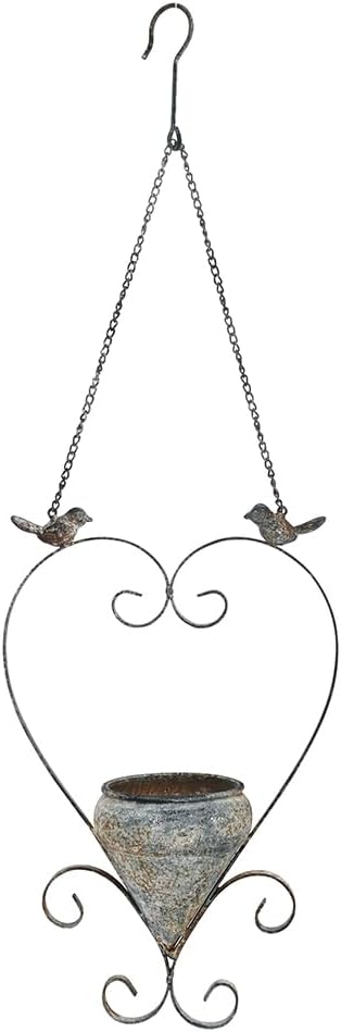 Metal Hanging Planters for Indoor Outdoor Plants Hanging Planter with Bird Figurines Hanging Planters Pot for Wall or Window,Garden Patio or Indoor Decor