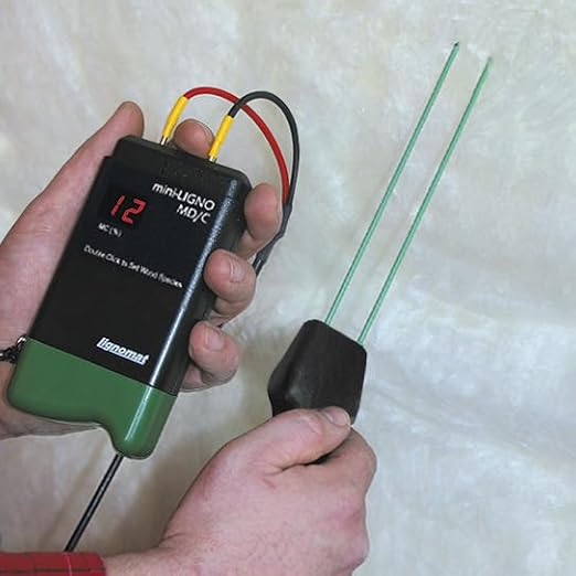 Pin Wood Moisture Meter, Digital Moisture Detector for Lumber Drywall Firewood Masonry Woodworking Plaster Floor - mini-Ligno D/C, Electrode E14M, Pouch