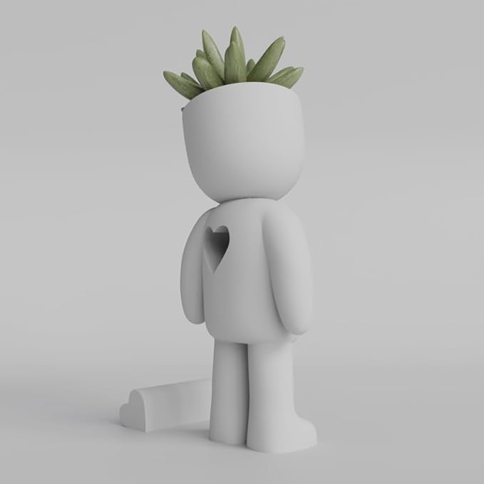 Heartfelt Character Planter - 3D Printed Succulent Pot | Cute Minimalist Design for Home and Office Decor