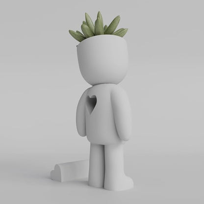 Heartfelt Character Planter - 3D Printed Succulent Pot | Cute Minimalist Design for Home and Office Decor