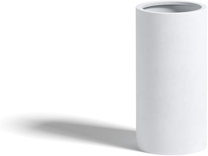 DTY Signature Mount Oxford Tall Outdoor Planter - Small White 15.7 Inch Height Tall Planter Pot for Indoor & Outdoor Spaces - Stylish Planter for Contemporary Homes and Gardens