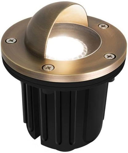 GKOLED LED Brass Well Lights, 12V In Ground Light Outdoor, IP67 Waterproof Low Voltage Landscape Lighting with MR16 Bulb and Swival Base, 5W 140LM 2700K, Up Light for Garden Trees Bushes, Beacon Top
