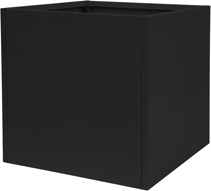 DYNAMI Square Planter Box with Removable Partition,26x26x26in Steel Metal Planters Large Cube Plant Pot for Outdoors,Modern Heavy Duty Flower Pot for Patio, Deck, Yard, Garden (Black, 26inch)