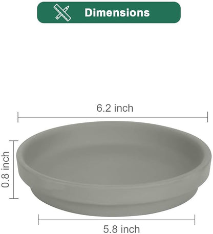 vensovo 6 Inch Grey Terracotta Plant Saucer Pots Tray - 6 Pcs Round Planter Saucers for Indoor & Outdoor Plants, Small Clay Trays Perfect for 5 Inch 5.5 Inch 6 Inch Flower Pot