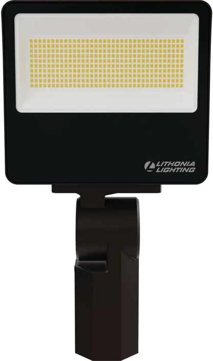 Lithonia Lighting All-in-One LED Flood Light, Waterproof LED Outdoor Light Fixture with Adjustable Brightness and Color Temperature, Yoke or Slipfitter Mount Dusk to Dawn Outdoor Lighting, MVOLT