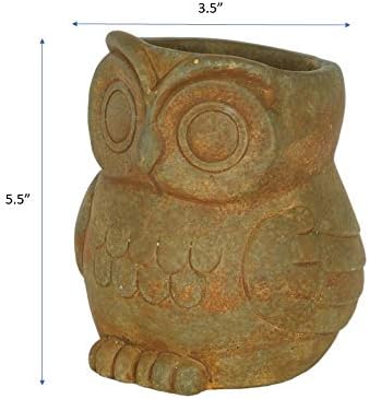 Classic Home and Garden Cement Buddies Animal Planters - Cute Desk Decoration - UV Coated Animal Vase w/Removable Drain Plug - Succulent Plant Pot for Indoor/Outdoor (Owl Planter, Rust, Large)