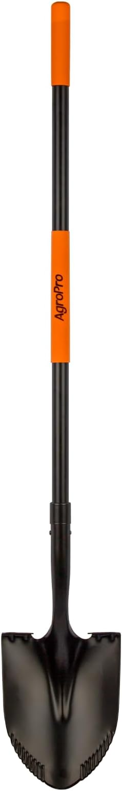 Heavy Duty Shovel, 58 Inches, Black, High Carbon Steel, Fiberglass Handle, Modern Style