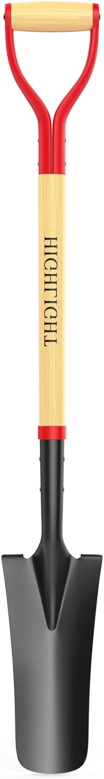 HIGHLIGHT Spade Shovel, Transplanting Spade, Drain Spade, Spade Shovels for Digging, Sharp Shooter Shovel or Spade, 45Inch, Stell D-Grip, Wooden Handle