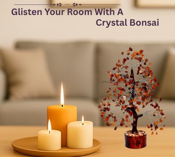 Carnelian Silver Wire Crystal Tree – Handcrafted Gemstone Bonsai for Home Décor, Energy Healing & Feng Shui