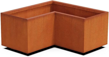 Plantercraft Corten Steel Planters - 24x12 Inch Large Rectangular Planters for Outdoor Plants, Heavy Duty Metal Planter Rectangle Box for Patio, Deck & Garden, Weathering Steel
