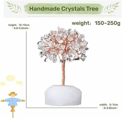 YATOJUZI Clear Quartz Crystals Tree Natural Crystals Gemstones Base Copper Wire Tree of Life for Positive Energy Reiki Good Luck Home Office Desk Decor Spiritual Gifts Meditation