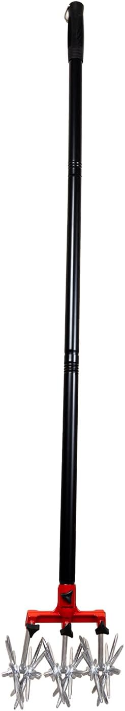 Garden Rotary Adjustable Cultivator Hand Tiller Long Handle Tool for Aerating Weeding Planting and Soil Mixing or Reseeding Grass Lawn Tiller Total and Fertilization Lawn Weed 55 Inch