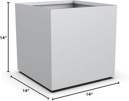 Plantercraft Powder-Coated Aluminum Planter Box - Square Cube - Metal All Weather | Indoor Outdoor Commercial Residential | Made in USA | Fully Assembled
