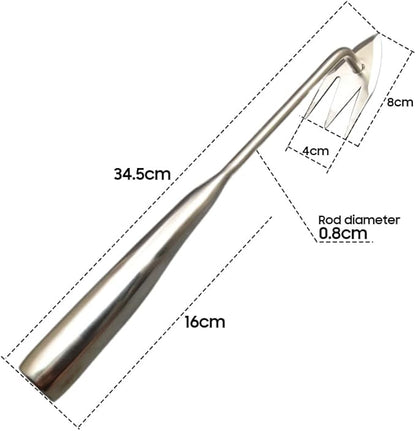 Yilia Weed Puller Tool, 2025 New Garden Weed Pulling Tool Uprooting Weeding Tool, 4 Teeth Weed Puller Tool Manganese Steel with Long Handle, Weeder Tool for Vegetable Garden Yard Planting (12.4inch)