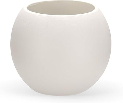 13.78”Dx11”H Lightweight Durable Modern Plastic Sphere Planter with Drainage Hole & Rubber Plug Weather Resistant,Planters for Indoor Plants & Outdoor,Large Plant Pot,(White, 9" Pot Opening)