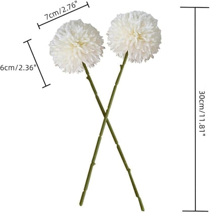 Artificial Flowers Chrysanthemum Ball Flowers Bouquet 10pcs Present for Important People Glorious Moral for Home Office Coffee House Parties and Wedding(Milk White)