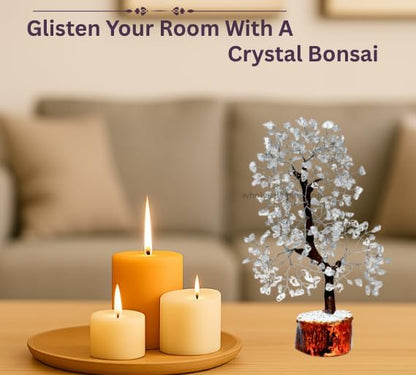 Clear Quartz Silver Wire Artificial Gemstone Tree – Handcrafted Crystal Healing Décor for Home & Office