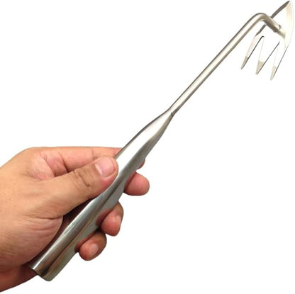 Yilia Weed Puller Tool, 2025 New Garden Weed Pulling Tool Uprooting Weeding Tool, 4 Teeth Weed Puller Tool Manganese Steel with Long Handle, Weeder Tool for Vegetable Garden Yard Planting (12.4inch)