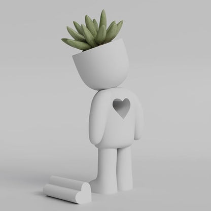 Heartfelt Character Planter - 3D Printed Succulent Pot | Cute Minimalist Design for Home and Office Decor