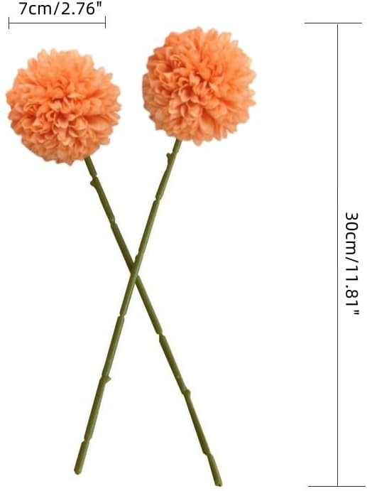 Artificial Flowers Chrysanthemum Ball Flowers 10pcs Bouquet for Autumn for Important People Glorious Moral for Home Office Coffee House Deco Parties and Wedding(Orange)