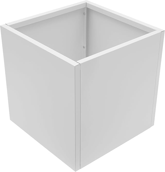 DYNAMI Square Planter Box,24x24x24in Steel Metal Planters Large Cube Plant Pot for Outdoors,Modern Heavy Duty Flower Pot for Patio, Deck, Yard, Garden (White, 24in)