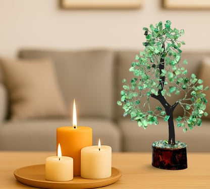 Green Jade Silver Wire Artificial Crystal Tree – Natural Gemstone Bonsai for Home & Office Decor, Healing, and Feng Shui