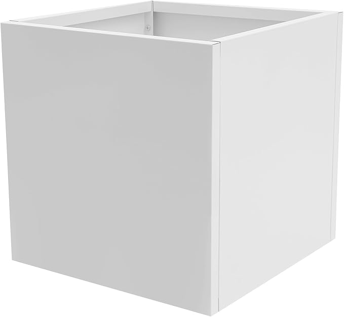 Steel Planter Box, 20" x 20" x 20" Square Planter Metal Box Tall Planters Heavy Duty Plant Boxes for Indoor Outdoor Tall Plants, Flowers or Shrubs (White, 20" x 20" x 20")