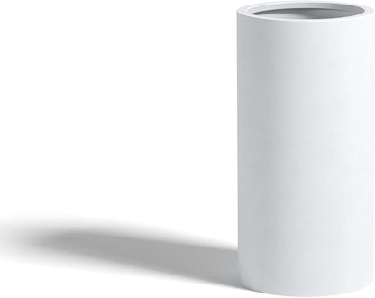 DTY Signature Mount Oxford Tall Outdoor Planter - Medium White 23.6 Inch Height Modern Tall Planter Pot for Indoor & Outdoor Spaces - Stylish Planter for Contemporary Homes and Gardens
