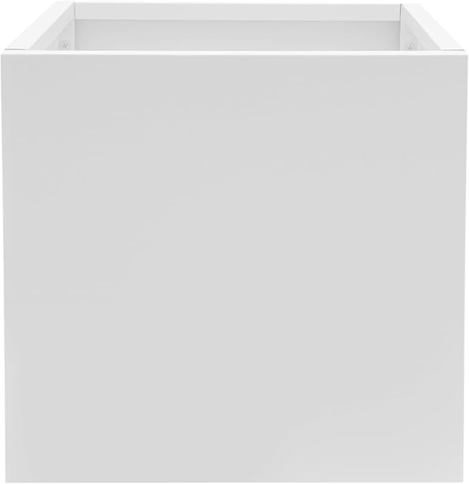 Steel Planter Box, 20" x 20" x 20" Square Planter Metal Box Tall Planters Heavy Duty Plant Boxes for Indoor Outdoor Tall Plants, Flowers or Shrubs (White, 20" x 20" x 20")