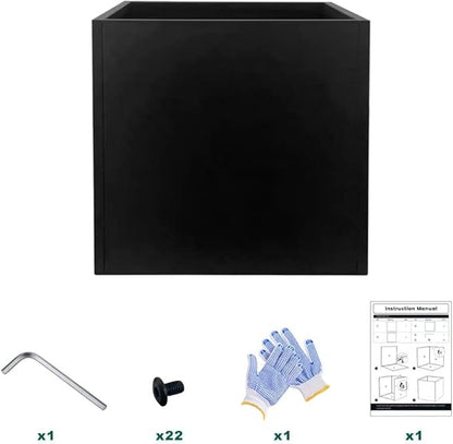 Galvanized Steel Planter Box Black Metal Planter Large Square Indoor Outdoor Planters Cube Steel Heavy Duty Flower Pot 32Inch Powder Coating Modern Commercial Residential for Patio, Yard, Garden
