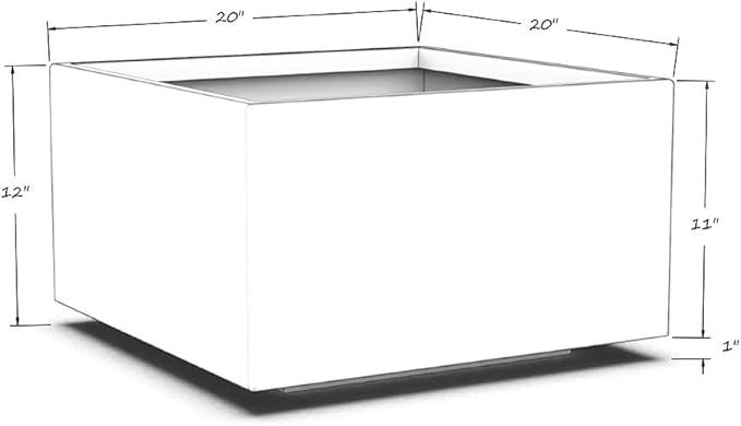 Plantercraft Powder-Coated Aluminum Planter Box - Square Cube - Metal All Weather | Indoor Outdoor Commercial Residential | Made in USA | Fully Assembled