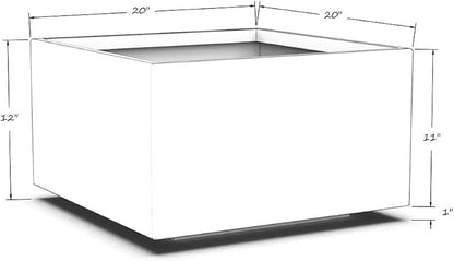 Plantercraft Powder-Coated Aluminum Planter Box - Square Cube - Metal All Weather | Indoor Outdoor Commercial Residential | Made in USA | Fully Assembled
