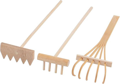 3PCS Small Sand Rakes Zen Garden Accessories Curved 4 Teeth and Triangular Teeth Rakes Sand Table Landscaping Karesansui Tools Office Desktop Decoration