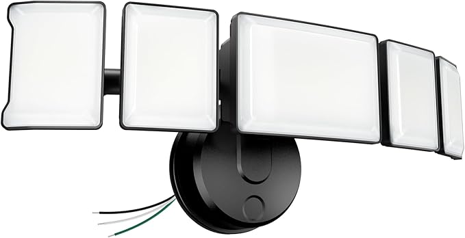 Olafus 130W Flood Light Outdoor, Switch Controlled 13000LM LED Security Light, IP65 Waterproof Outside Floodlight with 5 Adjustable Heads, 6500K Exterior Flood Light Fixture Wired for House Yard Black