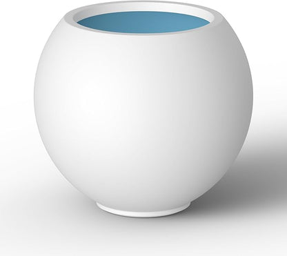 Kante Round Concrete Flower Pot, 11 Inch Dia (7.9" Opening) Sphere Shape Design Planter with Drainage Hole and Rubber Plug for Indoor & Outdoor Plants, White Finish with Painted Interior