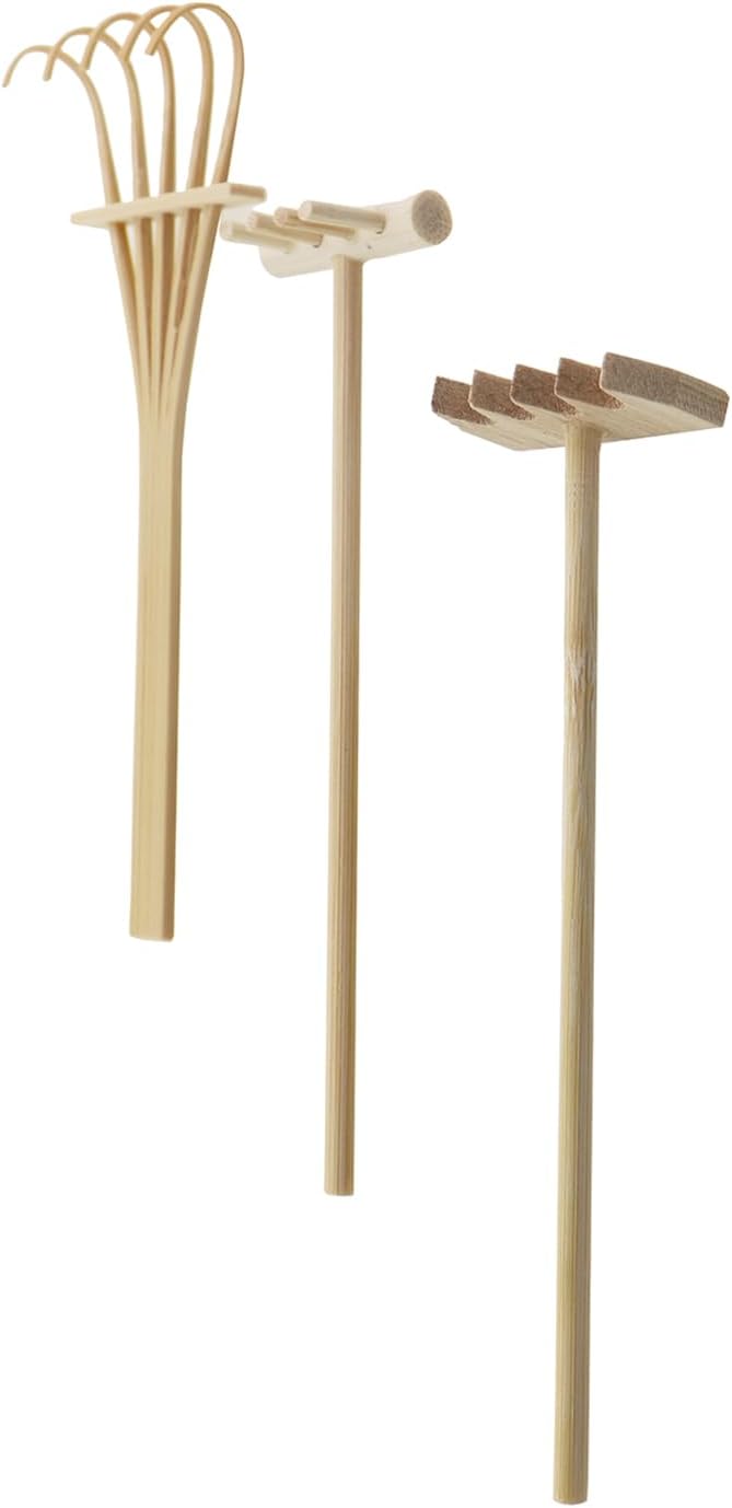 3PCS Small Sand Rakes Zen Garden Accessories Curved 4 Teeth and Triangular Teeth Rakes Sand Table Landscaping Karesansui Tools Office Desktop Decoration