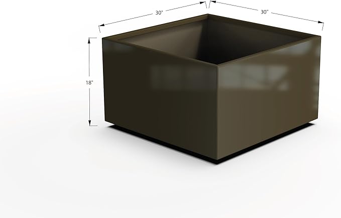 Plantercraft Powder-Coated Aluminum Planter Box - Square Cube - Metal All Weather | Indoor Outdoor | Made in USA | Fully Assembled