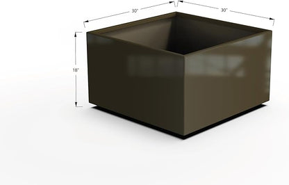 Plantercraft Powder-Coated Aluminum Planter Box - Square Cube - Metal All Weather | Indoor Outdoor | Made in USA | Fully Assembled