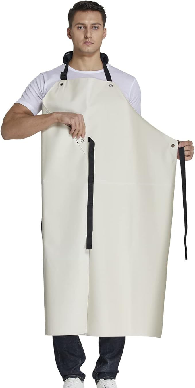 Rubber Waterproof Apron Butcher Heavy Duty -Oil Chemical Resistant Safety Aprons for Cleaning Fish, DishWashing