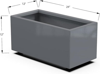 Plantercraft Powder-Coated Aluminum Planter Box - Rectangle - Metal All Weather | Indoor Outdoor | Made in USA | Fully Assembled