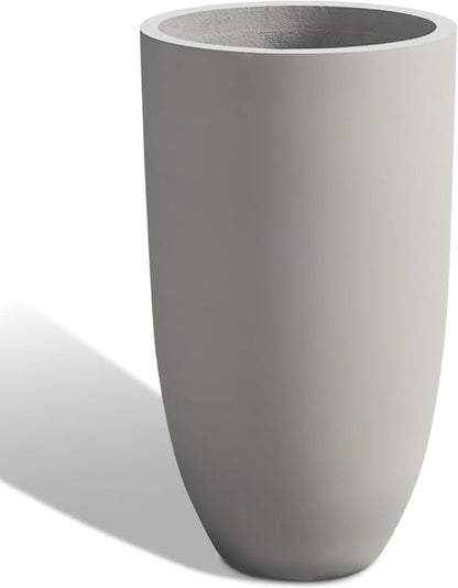 Tall Planters for Outdoor Plants, Large Concrete Flower Pots for Garden Front Porch, Patio, Indoor (Gray, 24 inch)