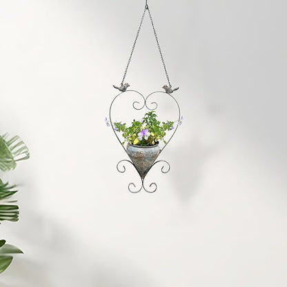 Metal Hanging Planters for Indoor Outdoor Plants Hanging Planter with Bird Figurines Hanging Planters Pot for Wall or Window,Garden Patio or Indoor Decor