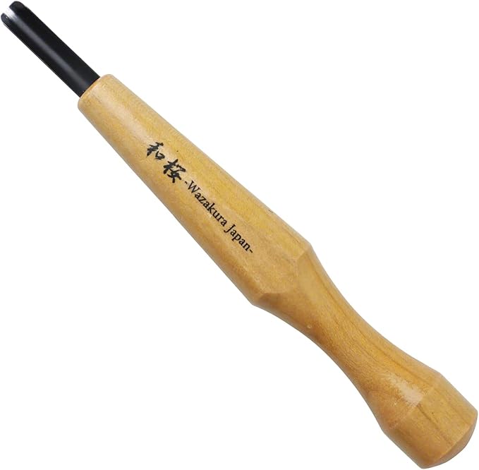 Wazakura Made in Japan Bonsai Chisel Hand Round Gouge Carving Tool 0.2 in (6 mm) for Jin Shari Making, DIY Woodcarving Knife for Experts and Beginners (Round Gouge 6 mm)