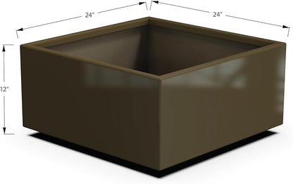 Plantercraft Powder-Coated Aluminum Planter Box - Square Cube - Metal All Weather | Indoor Outdoor | Made in USA | Fully Assembled