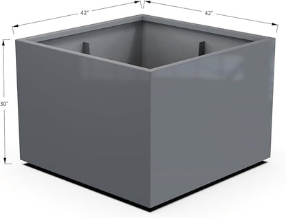 Plantercraft Powder-Coated Aluminum Planter Box - Square Cube - Metal All Weather | Indoor Outdoor | Made in USA | Fully Assembled