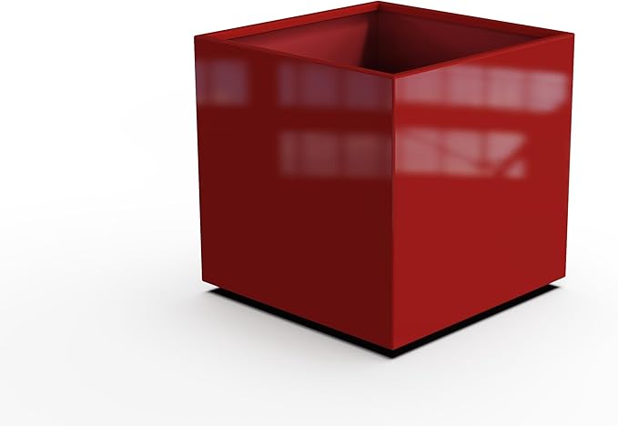 Plantercraft Powder-Coated Aluminum Planter Box - Square Cube - Metal All Weather | Indoor Outdoor | Made in USA | Fully Assembled